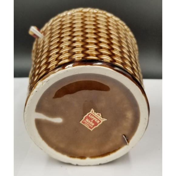 Vintage Lipper & Mann Peanuts MCM Handled Ceramic Basket Bucket NOS - Picture 8 of 9